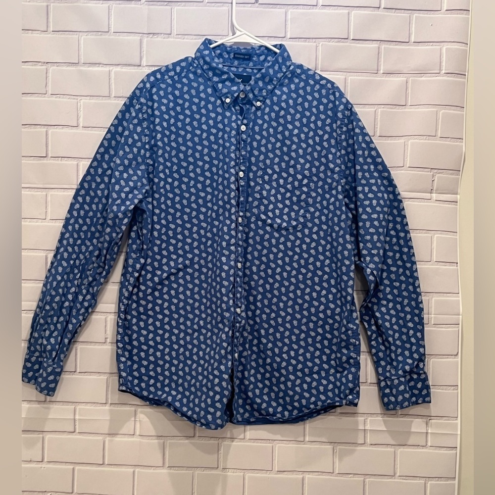 AMERICAN EAGLE men long sleeve blue shirt/size 2XL